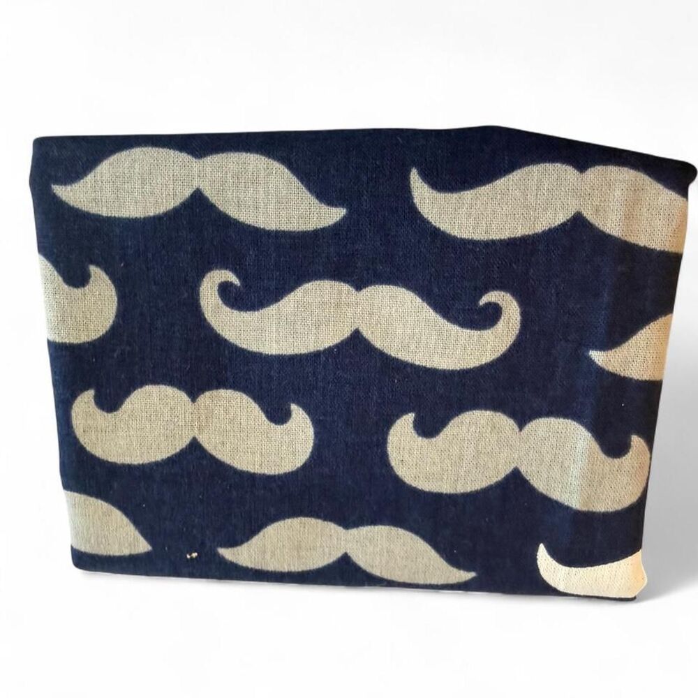 18"X 21"Mustache Fat Quarter | Navy Mustache Cotton Fabric